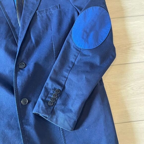 Zara Man Sport Jacket Blazer - Cobalt Blue Size 44 With Elbow Patches - Picture 3 of 11